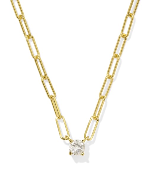 Virginia 18k Gold Vermeil Paperclip Necklace in White Topaz